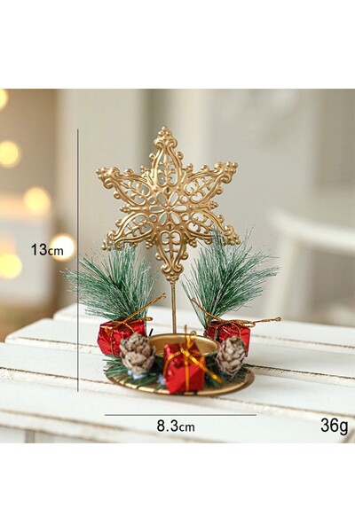 Flippy Κηροπήγιο, Flippy, Χιονονιφάδα και Κλαδιά Έλατου, Μέταλλο, 13 x 8,3 εκ., Χρυσό