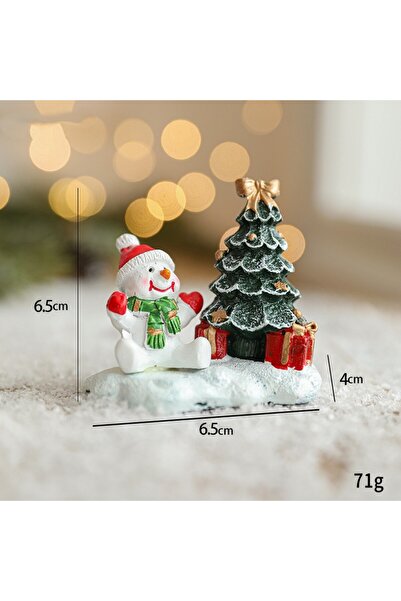 Flippy Resin Christmas Ornament - Snowman with Tree, 6.5x6.5x4 cm, White/Green