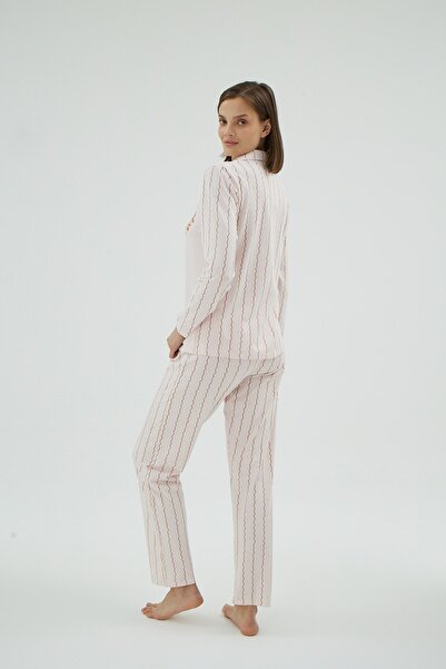 Sevim 16938 KADIN BASKILI DÜĞMELİ PİJAMA TAKIM