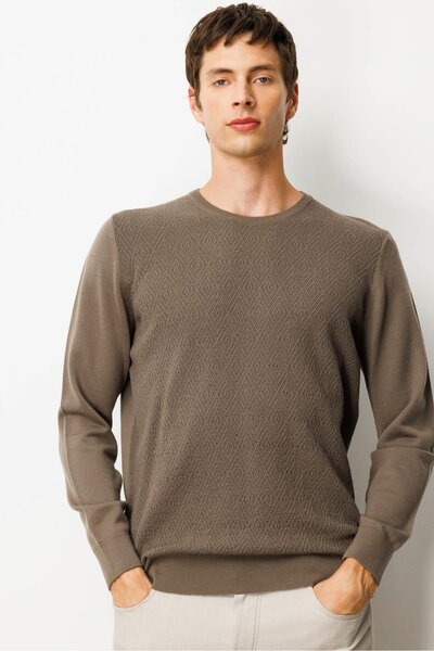 Desen Triko Ανδρικό πλεκτό πουλόβερ με μισό ζιβάγκο μπροστά με βακλαβάλι βιζόν