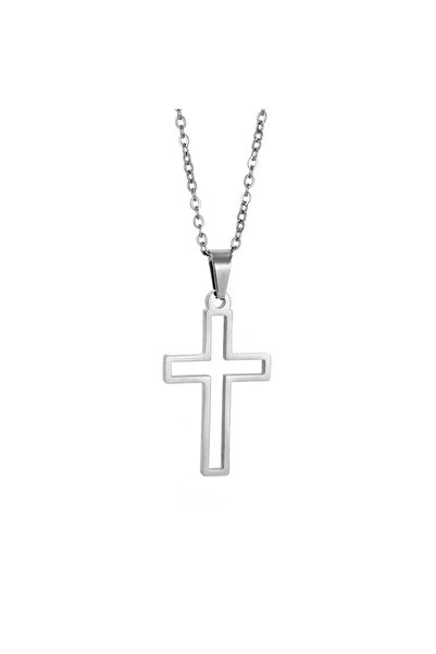 Tessero Lantisor din otel inoxidabil cu pandantiv in forma de cruce decupata, lungime 60 cm,