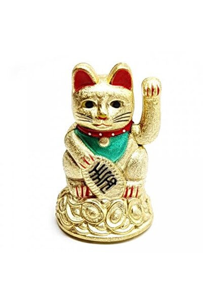Feng Shui Pisica norocoasa Maneki Neko aurie - 11.5 cm