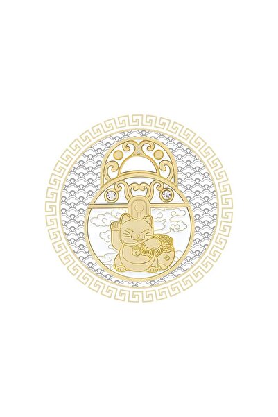 Feng Shui Abtibild sticker cu Lacatul Averii cu Pisica Maneki - mic