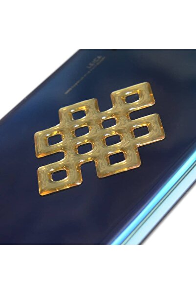 Feng Shui Abtibild sticker 3D cu nod mistic auriu metalic