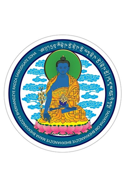 Feng Shui Abtibild sticker cu Buddha medicinei albastra cu floare de lotus - ...