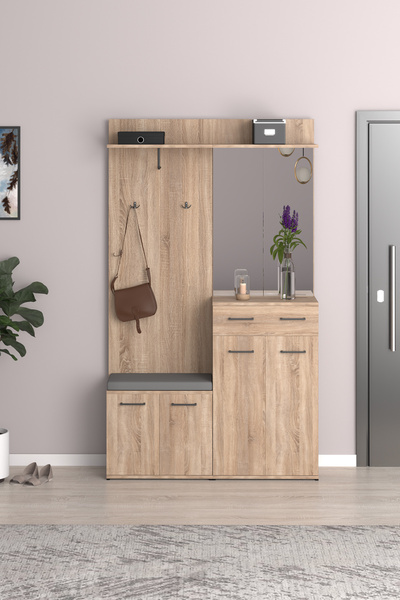 Genel Markalar Sonomo Portmanto Vestiyer Askılık Puzzle, Aynalı Dolaplı, Benc...