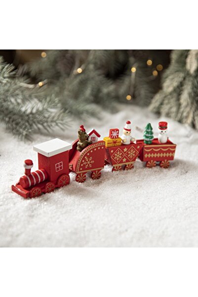 dalip Ornament de Crăciun din lemn pictat, trenuleț Dalip, 20 cm, roșu