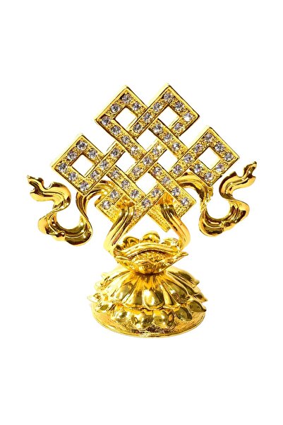 Feng Shui Statueta cu nod mistic auriu pe lotus