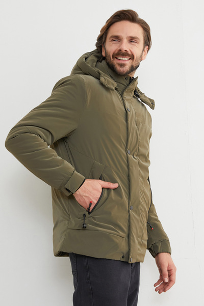 Fulla Moda Pocketed Hooded Softshell Fabric Coat