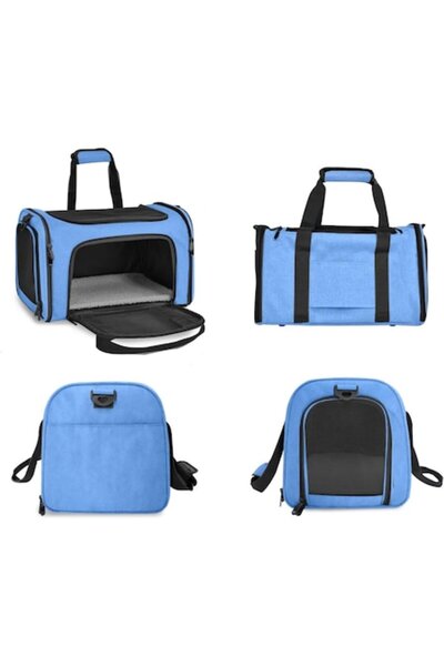 Manolex Geanta pentru transport caini si pisici 45 x 30 x 30 Cm Albastru