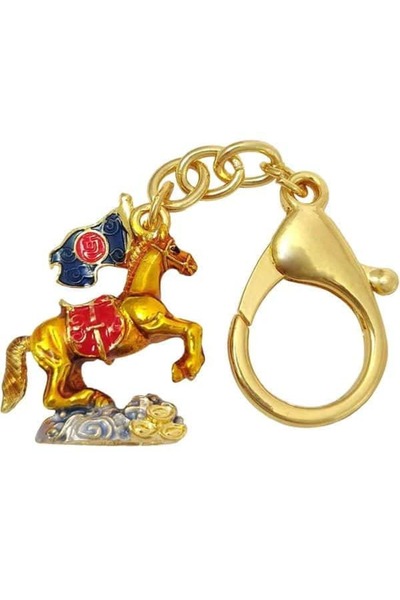 Feng Shui Amuleta cu Cal de vant rosu si Stegul Victoriei pentru succes