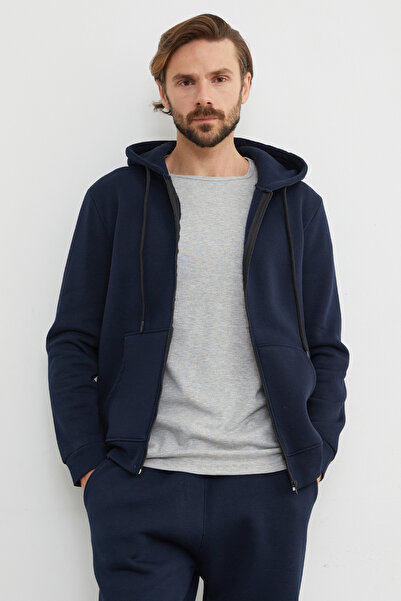 Fulla Moda Φούτερ με 3 κλωστές και τσέπες καγκουρό με φερμουάρ