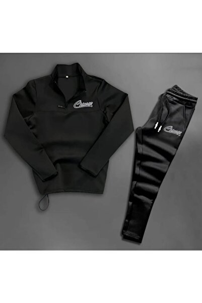 NOFLEN Chicago Men's Black Scuba Gray Bottom Top Tracksuit Set