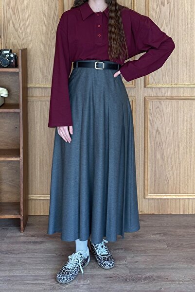 Ceylan Otantik Anthracite Polyviscon College Skirt