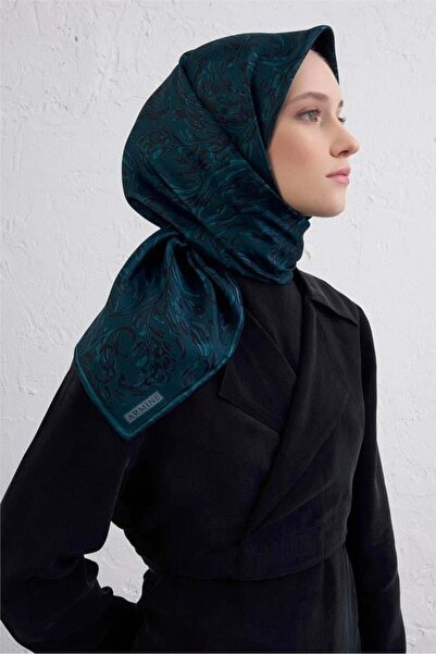 Armine وشاح سيرا من الحرير الخالص 9431 - 81 نمط مختلط باللون الأخضر البترولي