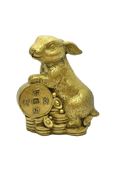 Feng Shui Iepure auriu pe monede si pepite