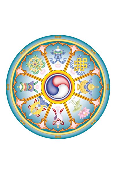 Feng Shui Abtibild sticker cu cele 8 simboluri tibetane v1 - mare