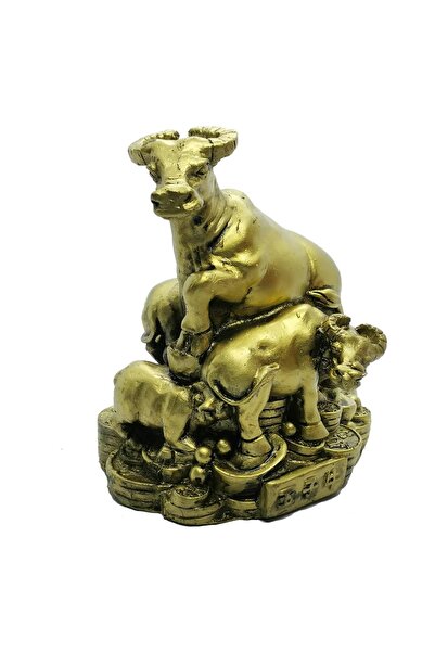 Feng Shui Buffalo family on treasures for prosperity