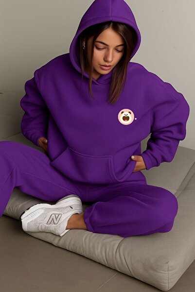 DM DOLCE MORE سترة بغطاء للرأس مطبوع عليها باندا صغيرة للجنسين