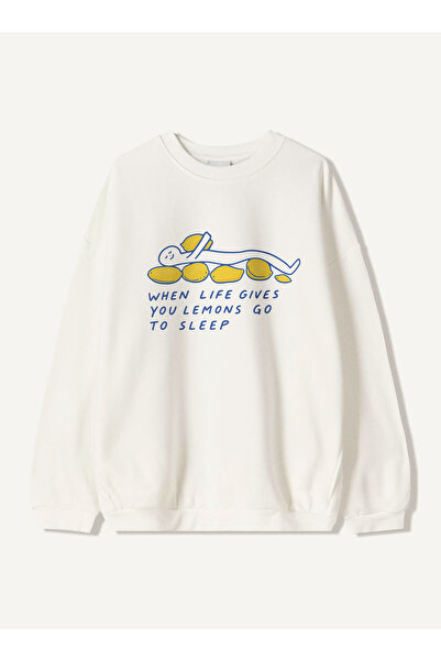 Disante Hanorac unisex oversize cu imprimeu WHEN LIFE GIVES YOU LEMONS – Gât ...