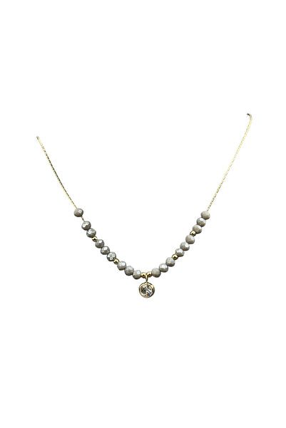 ElectraStore Colier Auriu cu Cristale Gri