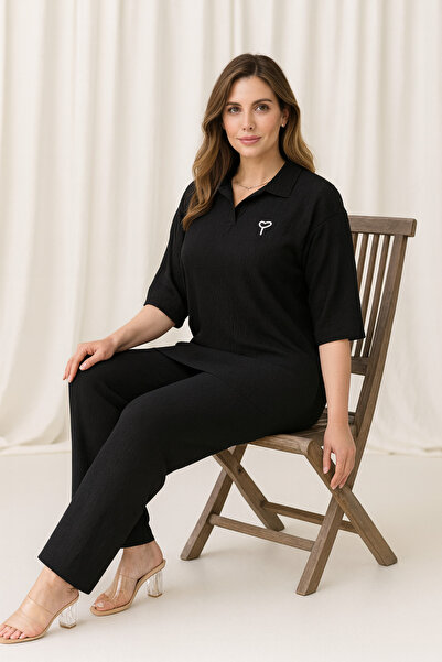 Talvien Casual Stylish Plus Size Wrinkled Suit (Brooch Detail)