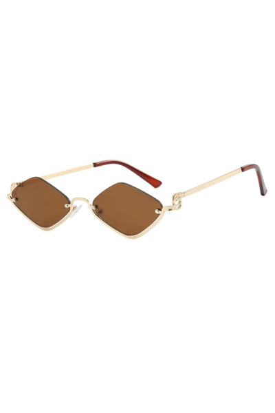 Tessero Ochelari de soare de dama, model in forma de romb, protectie UV400, Tessero, auriu