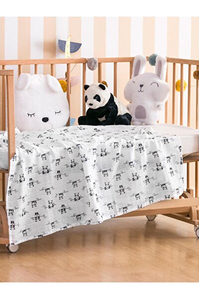 LC Waikiki Panda Patterned Baby Girl Muslin Blanket 90X100 cm (W3)