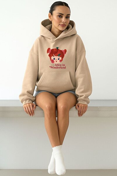 DM DOLCE MORE سترة بغطاء للرأس للجنسين مطبوع عليها 3 خيوط من القطن الممشط بطب...