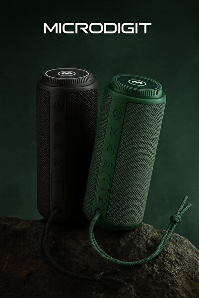 Microdigit Portable Bluetooth Speaker - Powerful Cylindrical Wireless Speaker with Button Control and Waterproof, Suitable for Travel and Sports