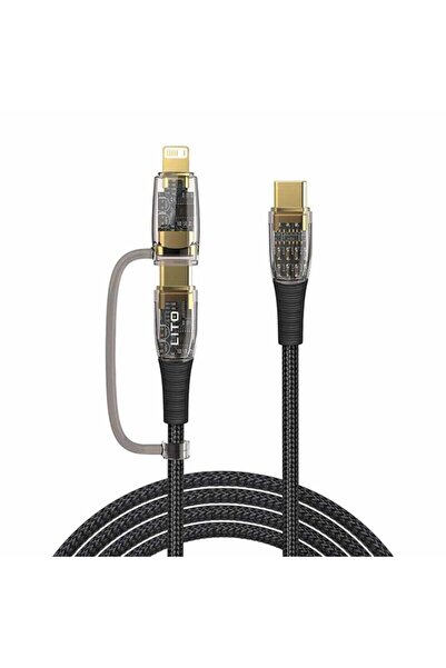 Lito Cablu de date 2 în 1 Type-C la Type-C și Lightning Lito, nailon, LD12