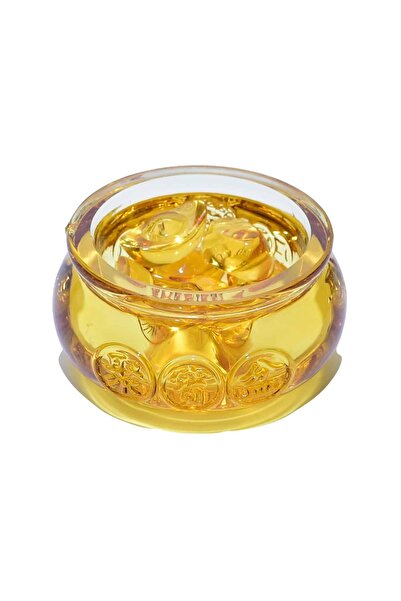 Feng Shui Vasul prosperitatii din liuli cu 8 pepite si cele 8 simboluri tibetane