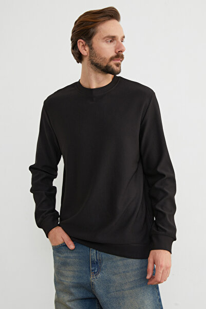 Fulla Moda Basic Corded Crew Neck Sweatshirt