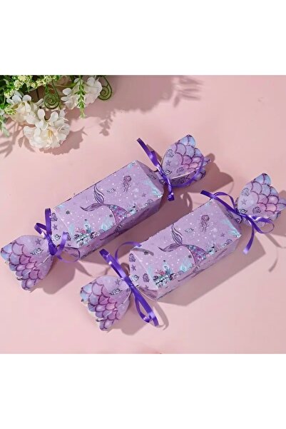 Kutumania 6 Adet Mor Renkli Deniz Kızı Mermaid Temalı Doğum Günü Hediyelik Şe...