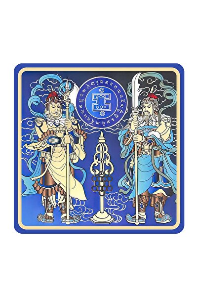Feng Shui Abtibild sticker de protectie cu gardienii usii cu toiagul Ksitigar...