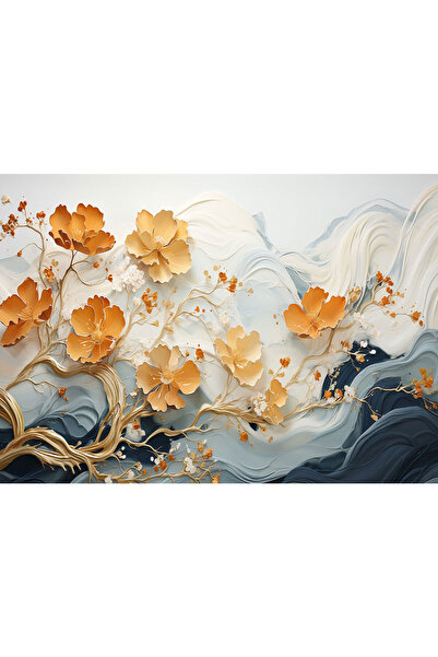 VIODESIGN Fototapet 3D, autoadeziv, Pictura Relief Floari Portocaliu, multico...