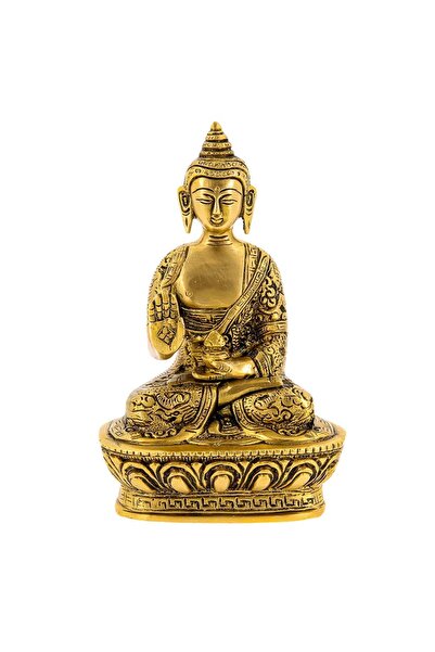 Feng Shui Statueta cu Buddha medicinei pe floare de lotus din bronz- medie