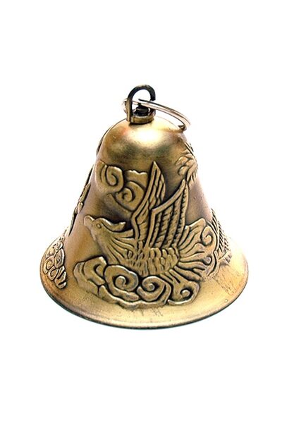 Feng Shui Clopotel auriu cu dragon si phoenix