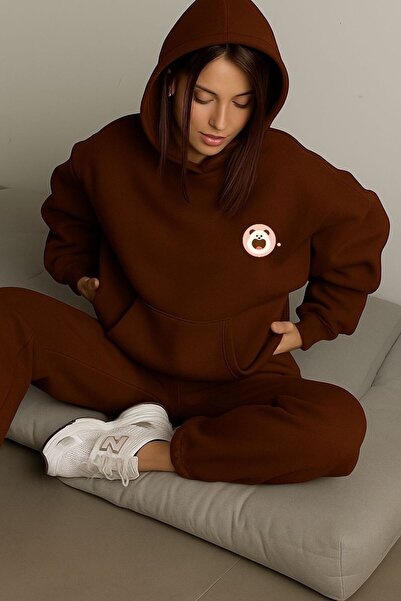 DM DOLCE MORE Hanorac unisex cu glugă, cu 3 fire, din bumbac pieptănat, cu im...