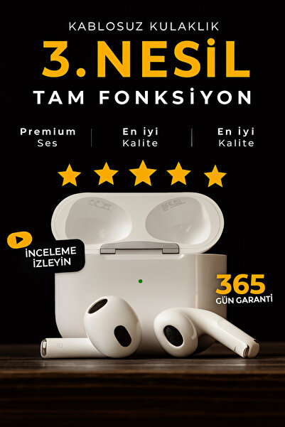 emybox 3. Nesil Kablosuz Bluetooth Kulaklık Şarj Kutulu Mikrofonlu Dokunmatik...
