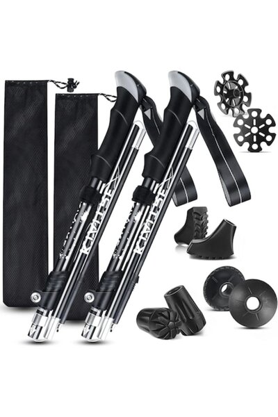 Trizand Foldable trekking poles for hiking in the mountains, snow or on rough terrain