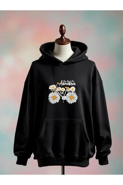 Vordevia سويت شيرت أسود كبير الحجم مصنوع من القطن المطبوع بـ 3 خيوط من باباتيا