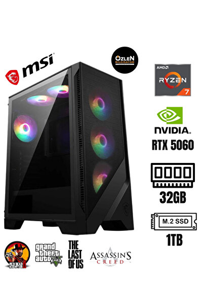 ÖZLEN XL1 - Ryzen 7 5700X | 32GB Ram | 1TB M.2 SSD | RTX 5060 8GB Oyuncu Masaüstü Bilgisayarı