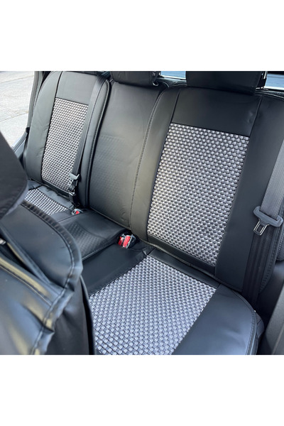 NO BRAND Set complet de huse pentru scaune auto, negre și gri, piele Nappa respirabilă și material textil, potrivire universală