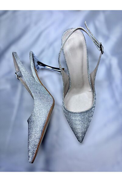 Tiger Kadın Gümüş Simli Tokalı Işıltılı Düğün Nişan Abiye Ayakkabı