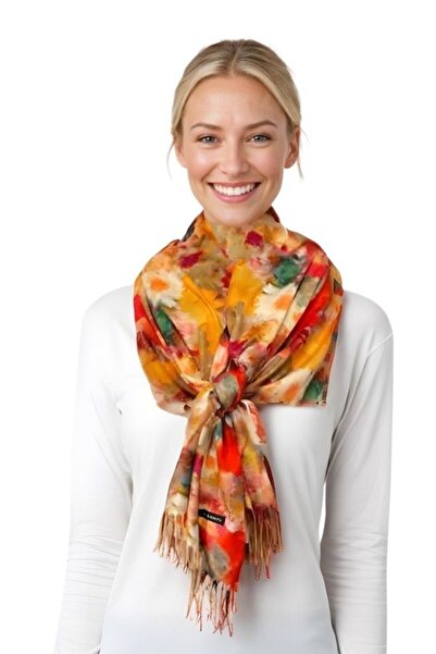 DACSHOP Lady's cashmere scarf F, Dacali, orange/red, 180 x 70 cm