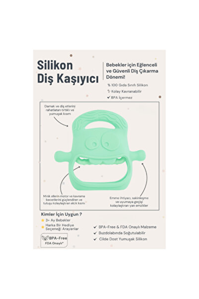 BYKOPUZ Light Green Baby Silicone Teether