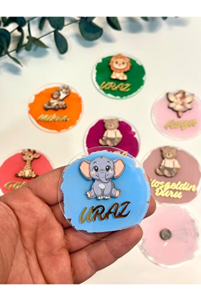 ouzhanya hediyelik Figürlü Boyalı Pleksi Bebek Magnetleri Babyshower Yaş Günü...