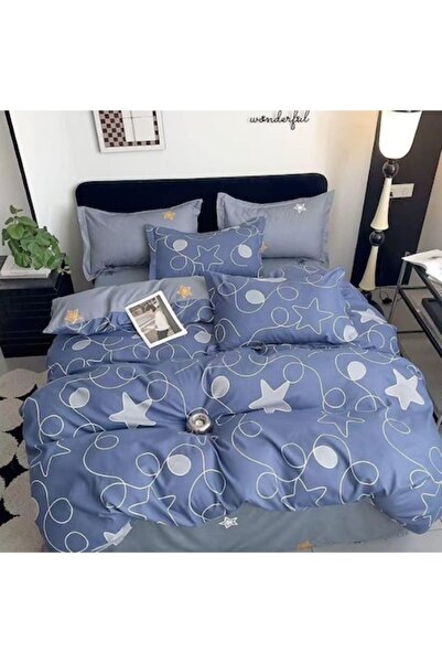 Casa de Vis Double bed linen set, satin cotton, 180 x 200 cm, 6 pieces, with elastic, multicolor