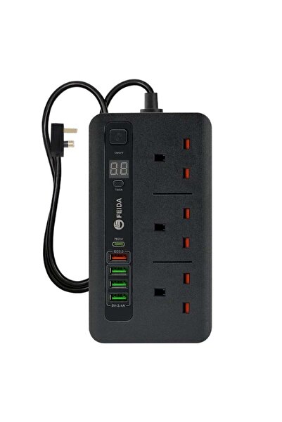 FEIDA شريط طاقة بمنفذي Type-C وUSB، بقوة 3000 واط